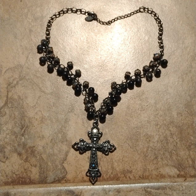 Adorable Gunmetal Cross Necklace